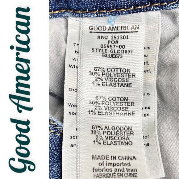 GOOD AMERICAN Good Legs Cigarette High Rise Busted Knee Distressed Jeans, Size 4 - Picture 12 of 13